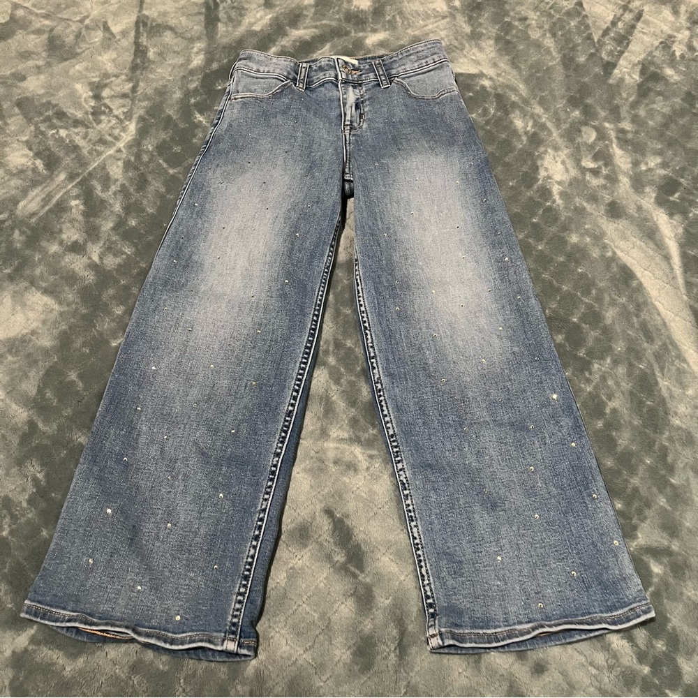 Abercrombie Kids‎ Blue Denim Wide-Leg Jeans with blings